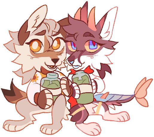 sunny and kel drawn by @crownouns